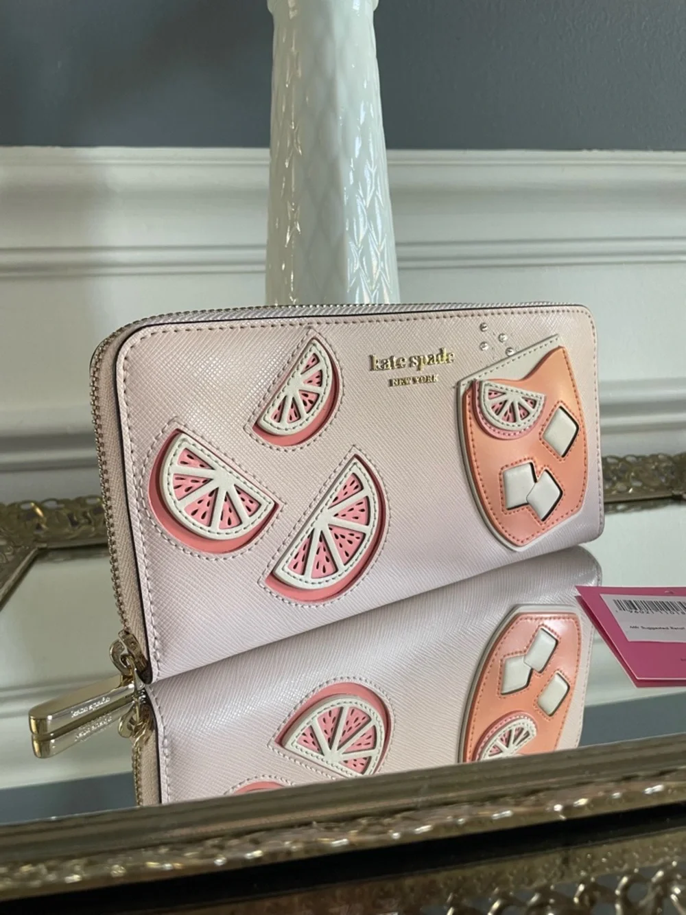 Kate Spade Tini Grapefruit Embellished Continental Novelty Wallet- New - Picture 2 of 9